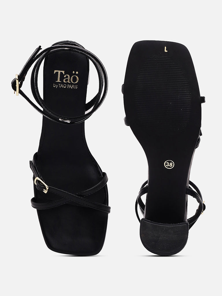 Amara Block Heel Slip On Sandals With Double Ankle Strap – TAO PARIS