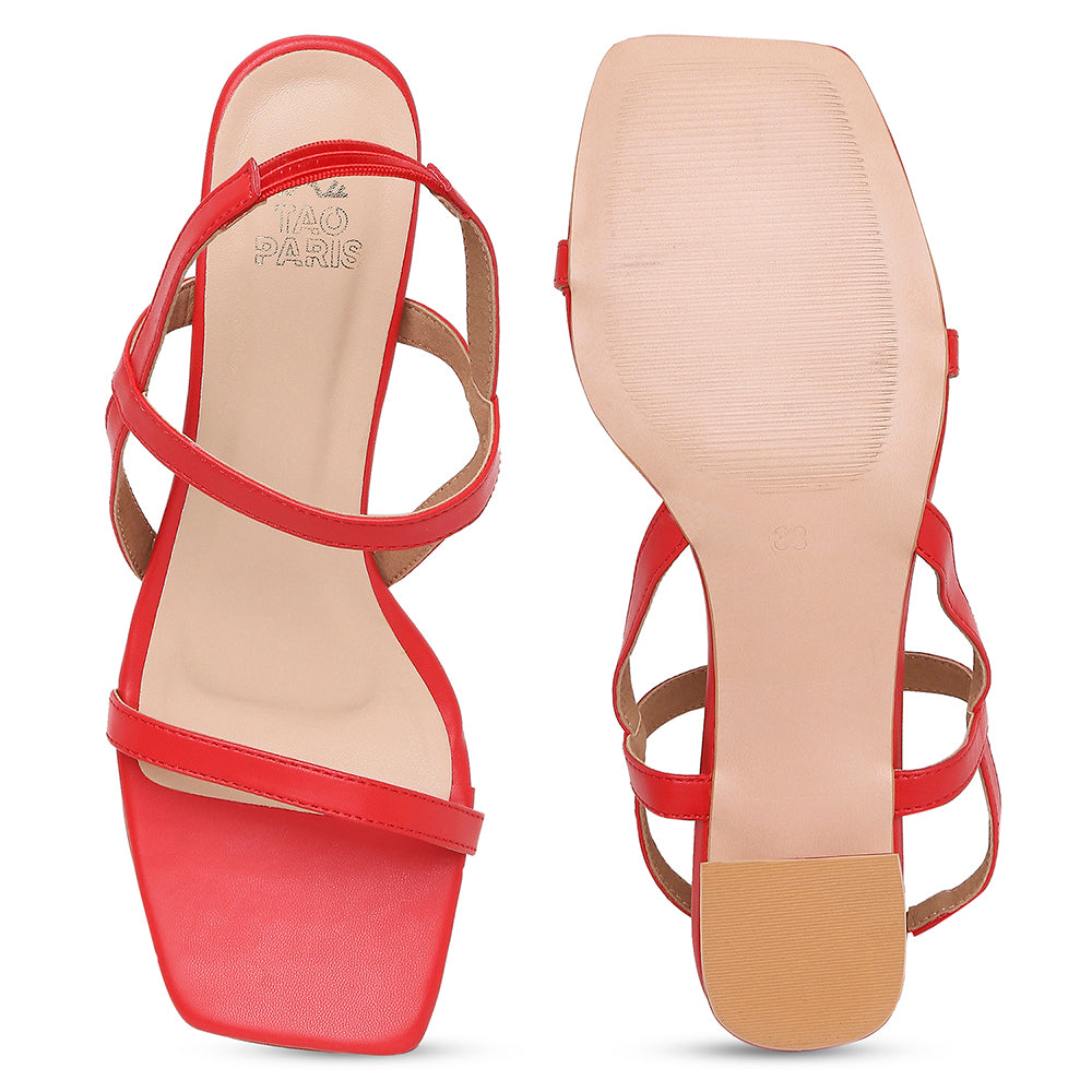 The Strappy Sandal - Red | Leather Strappy Heels | ESSĒN