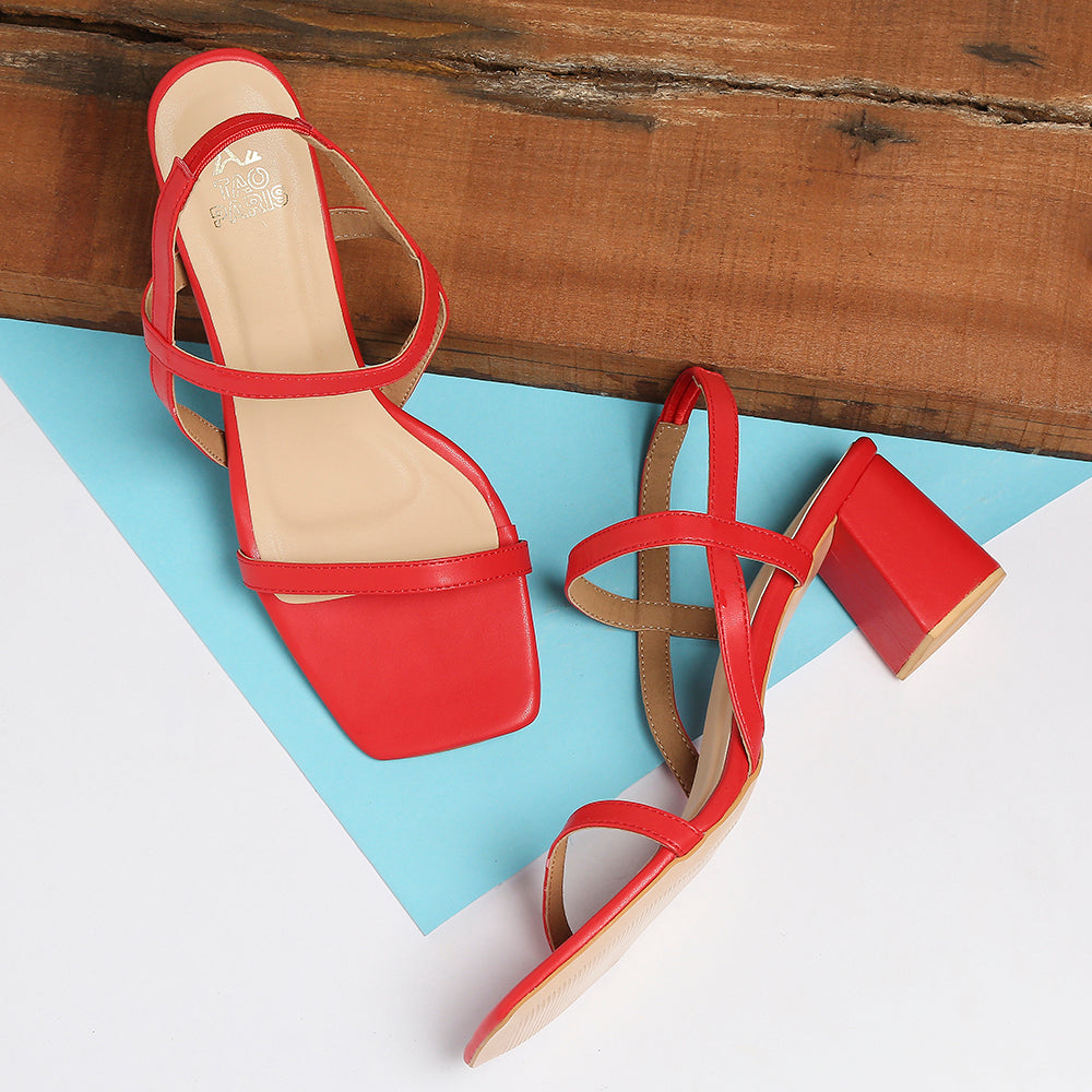 Red strap block on sale heels