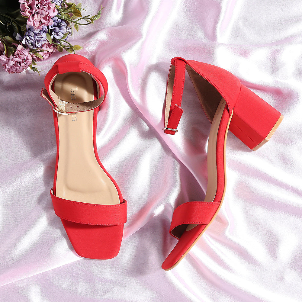 Womens red block online heels